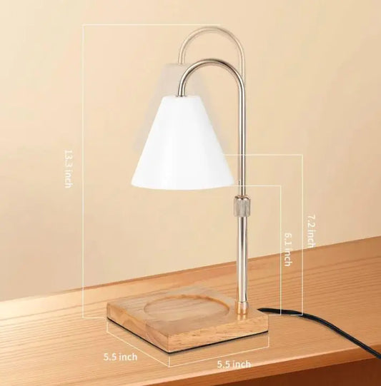 Candle Warmer Lamp – Adjustable Timer & Height, Wood Base